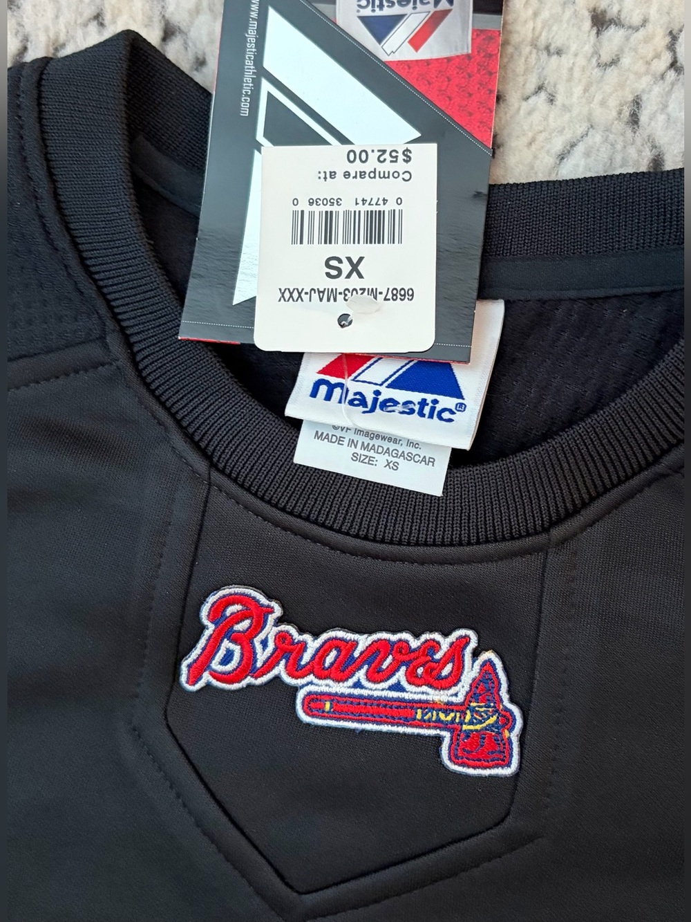 Majestic Authentic Atlanta Braves Therma Base Pullover Sweatshirt Youth XL - Picture 2 of 4
